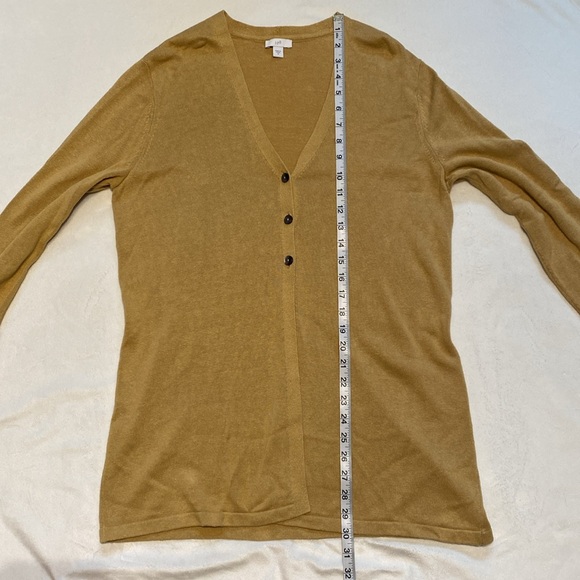 J Jill Tan Linen Button V neck Cardigan • Spring Flare Loose Fit Fisherman Hip - Picture 10 of 12